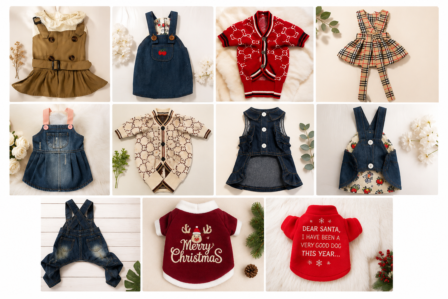 A curated selection of hand-finished dog coats, dresses, cardigans, and holiday sweaters from Style By Guard